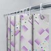 Modern Geometric Square Bath Curtain Set Bathroom Waterproof Shower Decorations Purple White With Colorful Accents (Set Of 1)
