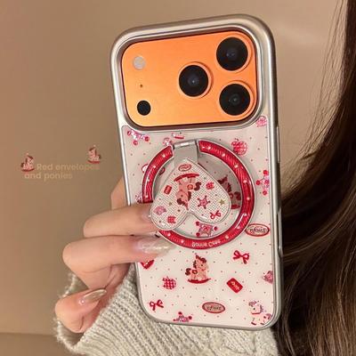 Heart-Shaped Pony Stand Phone Case for iPhone 16, iPhone 17, iPhone 17 Pro Max