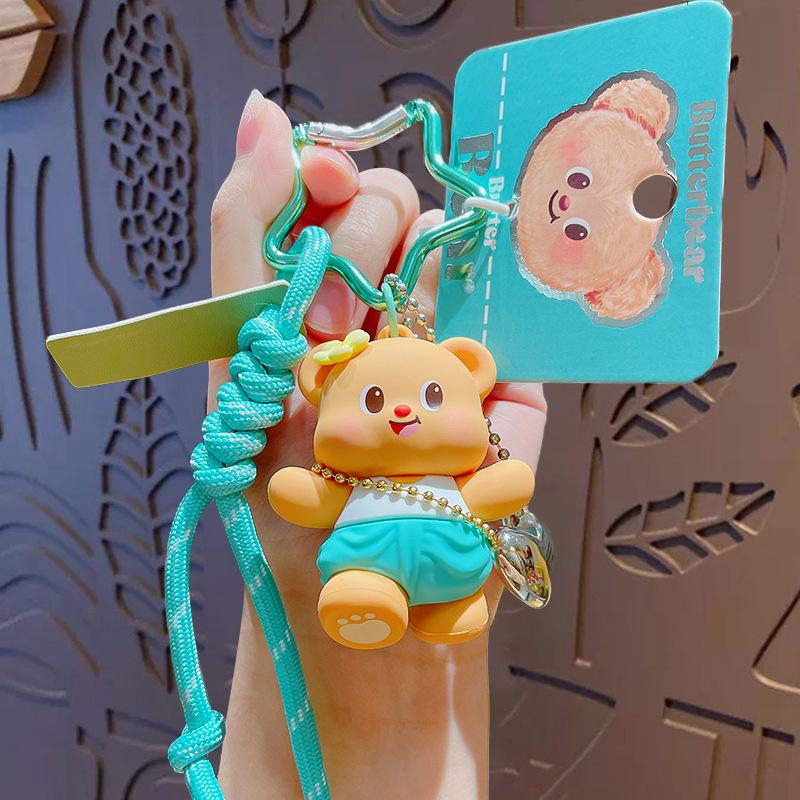 Cartoon Butter Bear Doll Hand Strap Keychain Pendant Cute Couple Schoolbag Keychain Pendant Gift