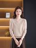 V-neck 100% Wool Knit Sweater - Fashionable & Slimming for Young Mothers