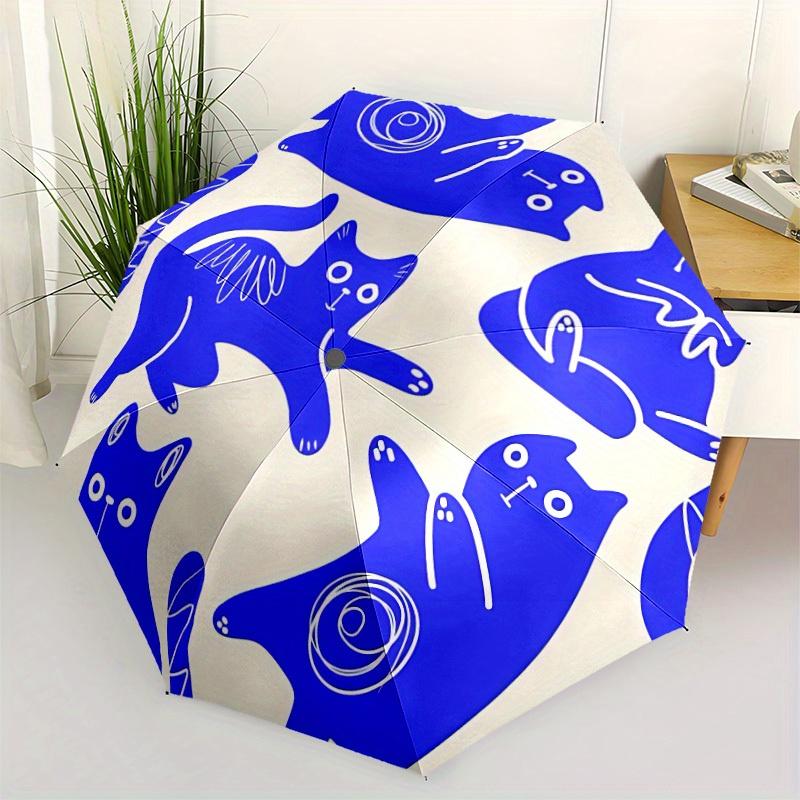 1 Stück Automatisch Öffnender/Schließender Kompakter Faltregenschirm mit Katzenmuster, Stabiles Dach mit 8 Speichen, Leicht und Tragbar, Für den Täglichen Gebrauch, Geschenk, Outdoor-Regenschirm, Reisen