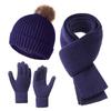 3Pcs Set Winter Hat Scarf Touchscreen Gloves Unisex Knitted Warm Beanie Neck Warmer Gloves Set For Autumn Winter Outdoor Daily Wear