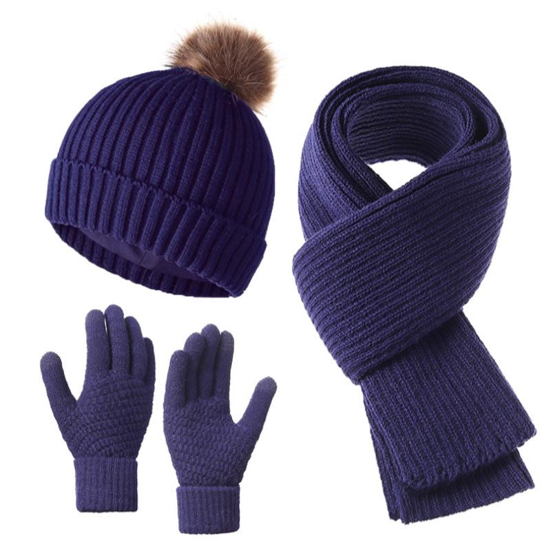 3Pcs Set Winter Hat Scarf Touchscreen Gloves Unisex Knitted Warm Beanie Neck Warmer Gloves Set For Autumn Winter Outdoor Daily Wear