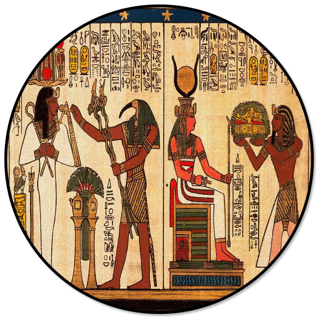 Living Room Bedroom Floor Mats Kids Room Area Rug Egyptian Character Desert Wall Vintage Print Round Rug