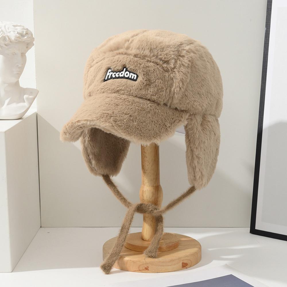 Autumn Winter Women's Pilot Hat Letter Ear Protection Hat Fashion Plush Baseball Cap Girls