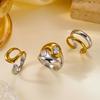 Stainless Steel Gold Plated Two Tone Chunky Rings For Women Double Line Irregular Crystal Zircon Finger Ring Daily Jewelry Gift