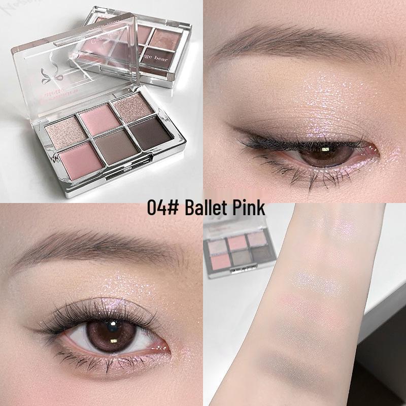 Палетка теней для век и румян Gege Bear Pink Dream Six-Color - Жемчужные матовые земляные тона