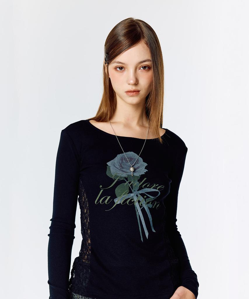 LARTIGENT L15 Lace Slim T-Shirt (Black)