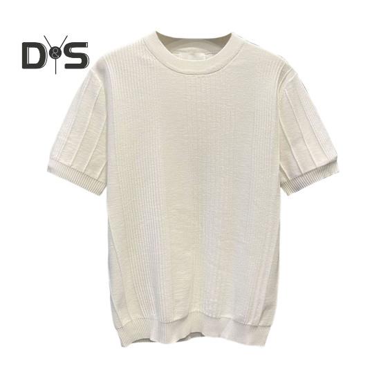 Letní spodní tričko Pletené Pruhované Krátký rukáv Pružné Jednobarevné Kulatý výstřih Denní top Pulovr Cvičební Gym tričko