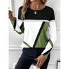 New Women's Autumn Long-Sleeve T-Shirt Stylish Color-Block Print Crew Neck Casual Yet Comfortable Style Perfect for Commuting