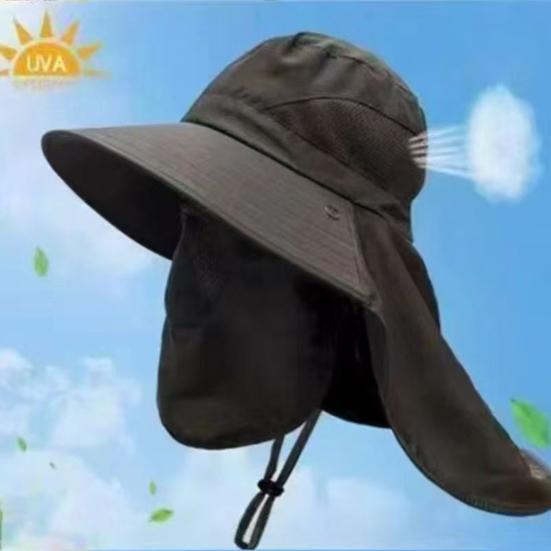 Letní sluneční klobouk s ochranou obličeje, klopou na krk, nastavitelným popruhem na bradu, prodyšný
