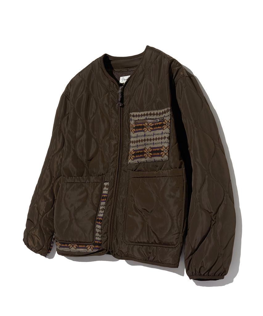 Physical Department Knit Mix Two-Way Pocket Quilted Jacket_Brown