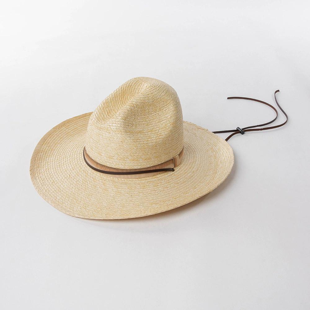 

202604-hh5367b Breathable ins chic summer Natural palm leaf grass classic cowboy fedoras cap men women panama jazz hat head size 57cm бежевий
