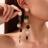 Fashion Gold Color Circular Pendant Earrings for Women Exaggerated Metal Long Tassel Round Geometric Earrings Jewelry Gifts
