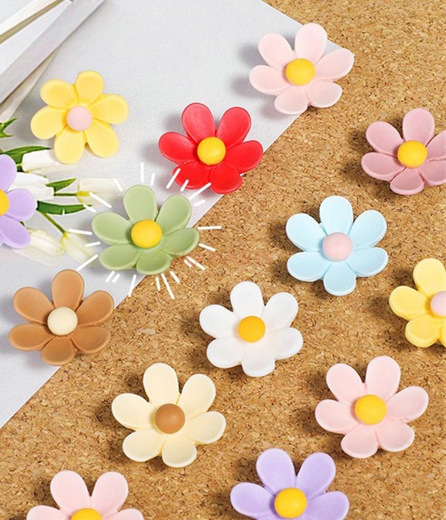 30pcs Flower colored  photo wall nail pushpin creative cute metal nail felt soft wood board