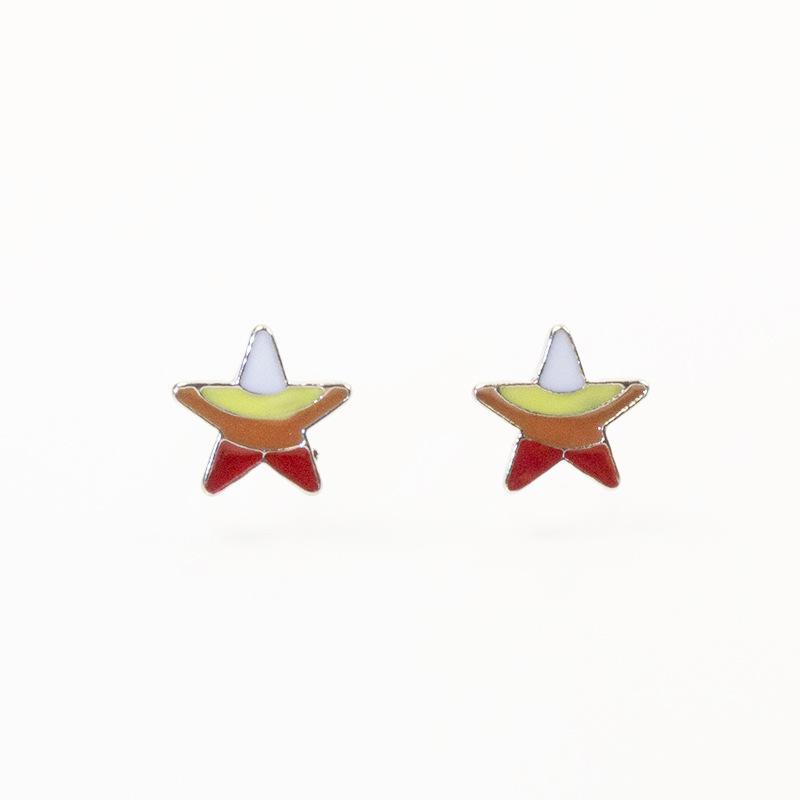 S925 Silver Needle Temperament Star Stud Earrings Color Star Style Trendy Versatile Niche Design Earrings Women's Ears