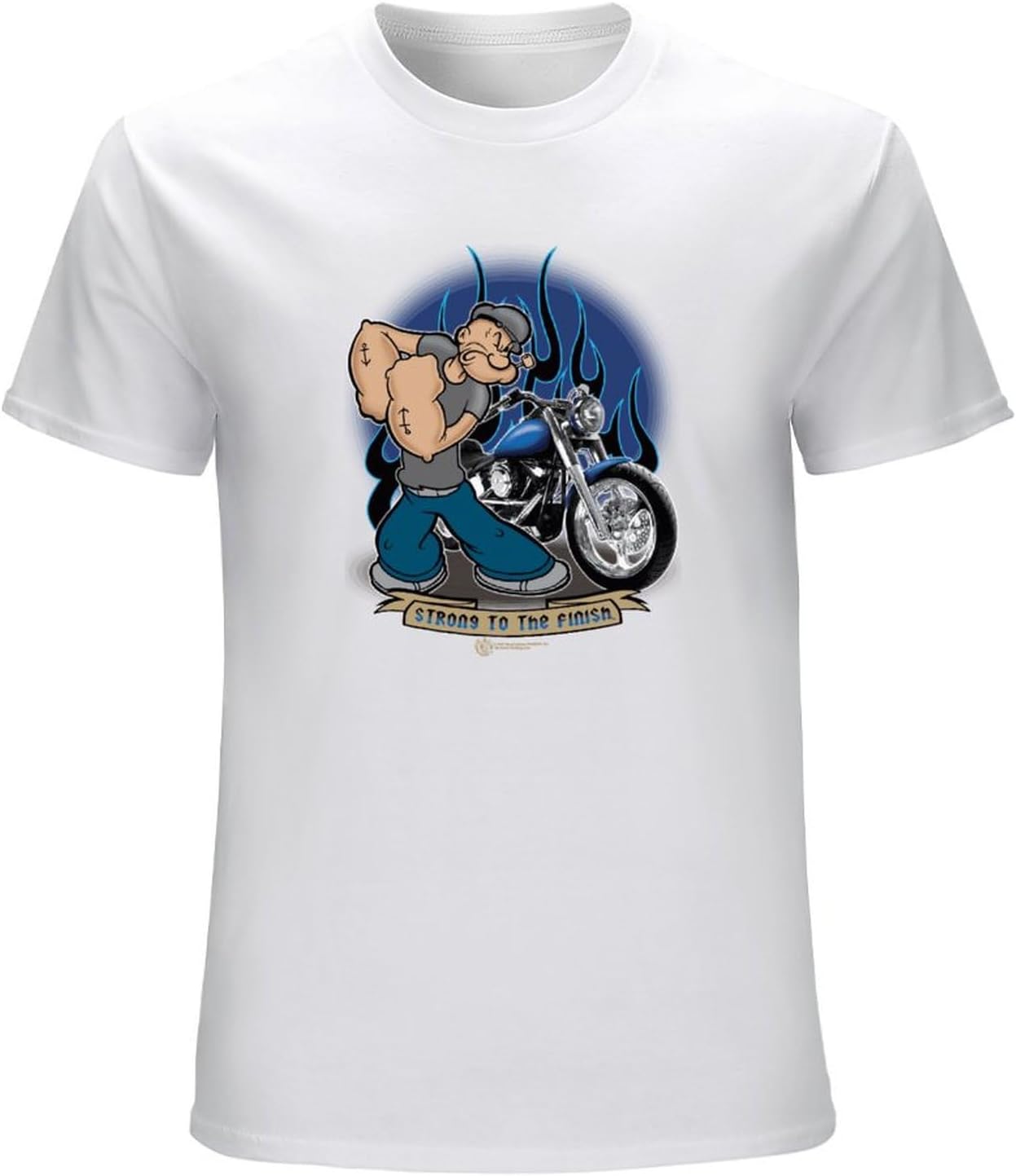 Popeye Biker T Shirt Comic Book Cartoon Tee XXL белый
