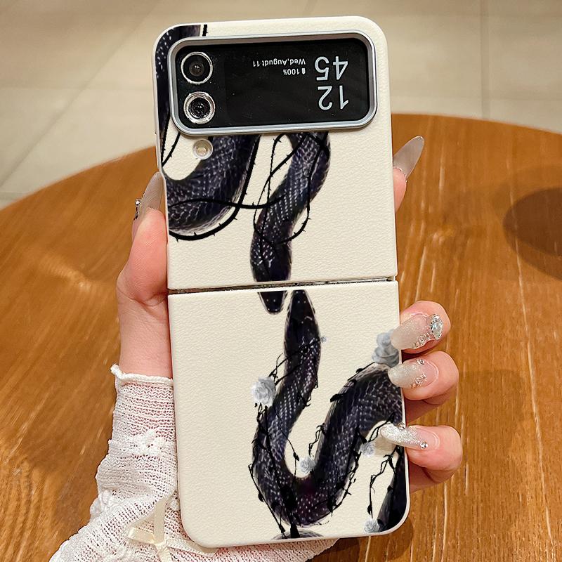 

Кожаная текстура ТПУ Графика змеи Магнитный чехол для Magsafe для Samsung Galaxy Z Flip 5 4 6 3 5G Flip4 Flip5 Flip6 Складная крышка Galaxy Z Flip3 5G