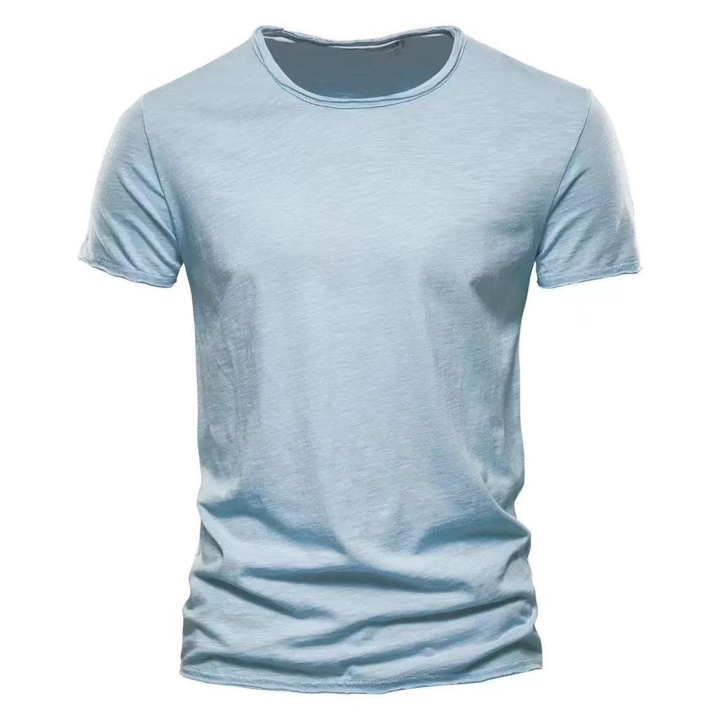 Zomer Mannen Effen Kleur Bamboe Viscose V-hals Korte Mouw T-shirt Trendy Puur Katoen Mannen Mode