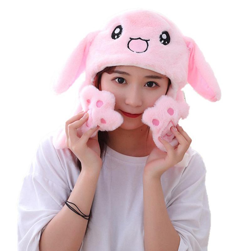 1Pc Glowing Cute Bunny Ears Hat Glowing Ear Moving Bunny Hat Plush Hat Toy