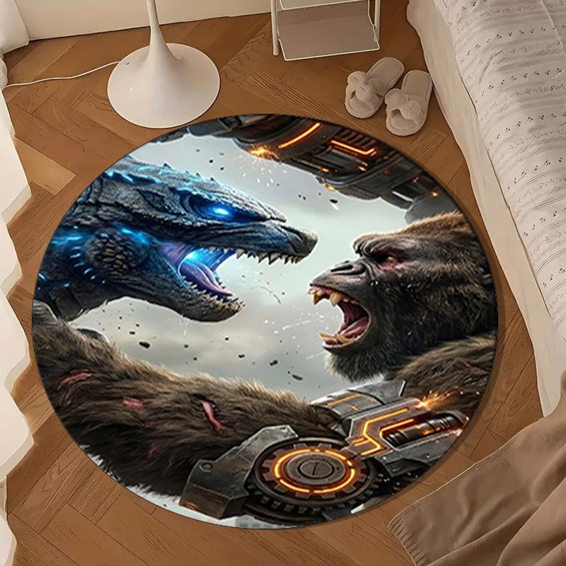 Giant Monster Rampage Round Rug for Livingroom,Bedroom, Palyroom, Chair Rug, Area rug, Circle Carpet, Large Size Decor Fan Christmas gift