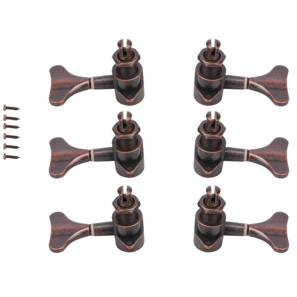 6PCS Red Copper Color Bass Tuners Fishtail Shaped Bass Parts  Electric Bass Guitar
