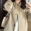 2025 Damen Midilanger Khaki Trenchcoat - Frühher Herbst/Frühling, Petite Koreanischer Britischer Stil