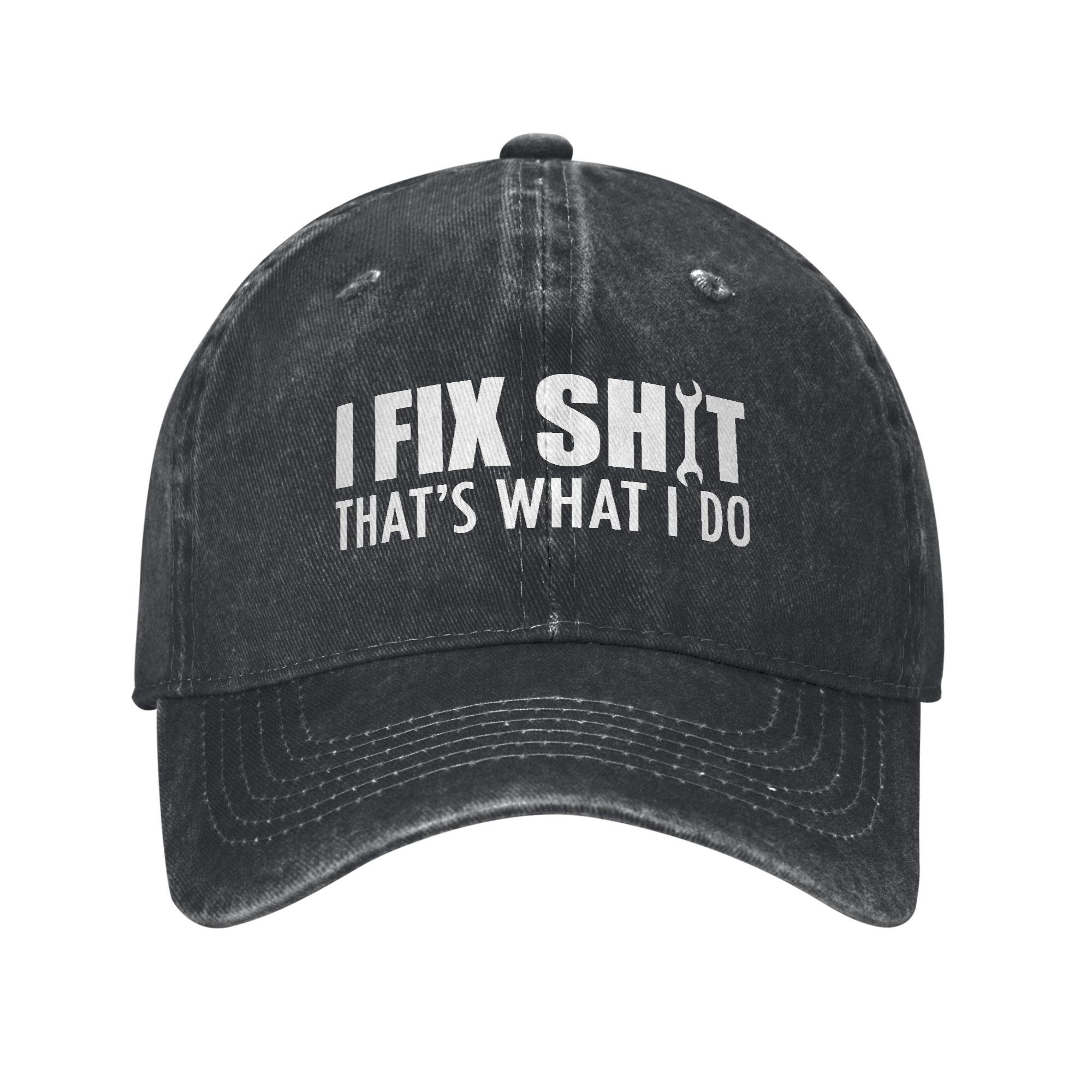 Unisex Women Thats What I Do I Fix Stuff And I Know Things Funny Print Hats Vintage Distressed Denim Baseball Cap Adjustable Adjustable
