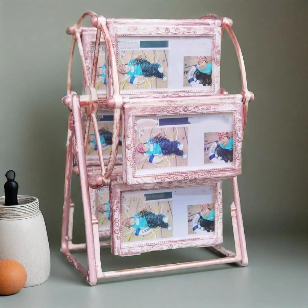 360° Spin Ferris Wheel Photo Frame Vintage Photo Display Shelf Rotatable Photo Frame Living Room