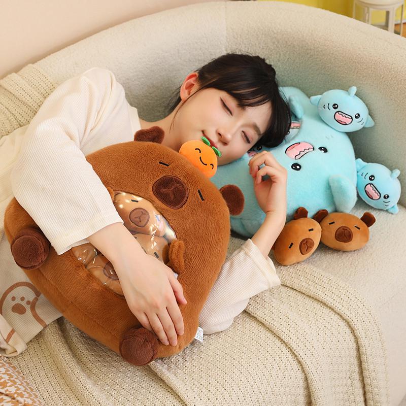 Capybara & Shark Combo: Plush Toy Set and Snack Bag - Perfect for Decompression and Gifts
