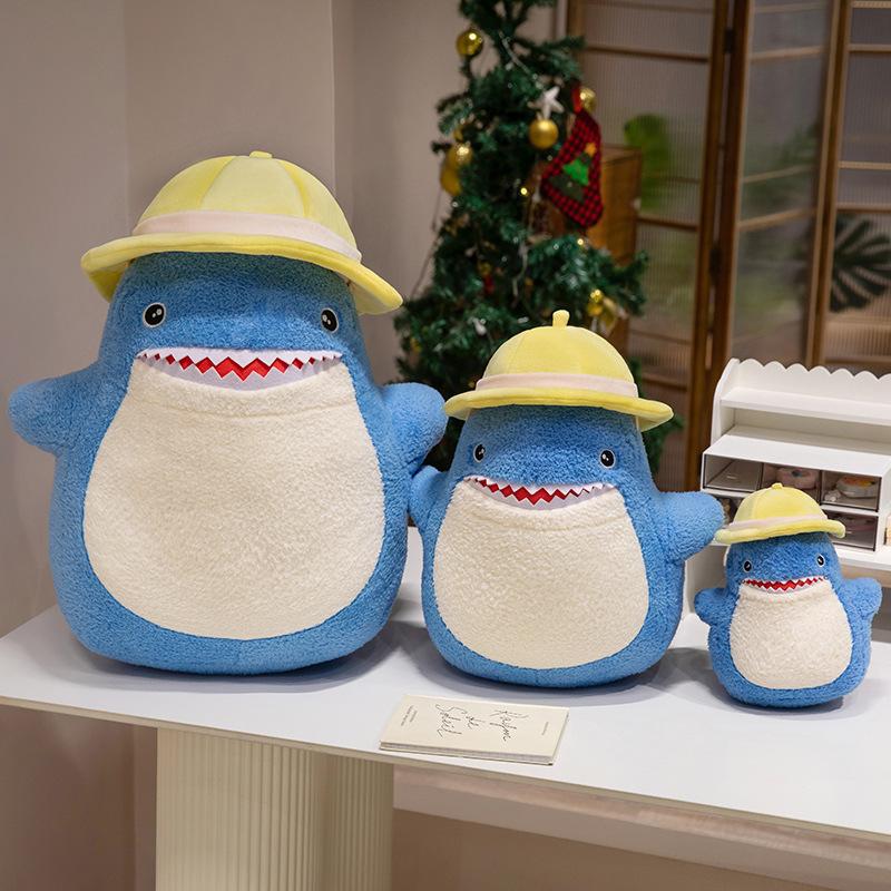 Cute Hat Shark Doll Plush Toy Blue Shark Doll Home Sofa Pillow Girl Rag Doll