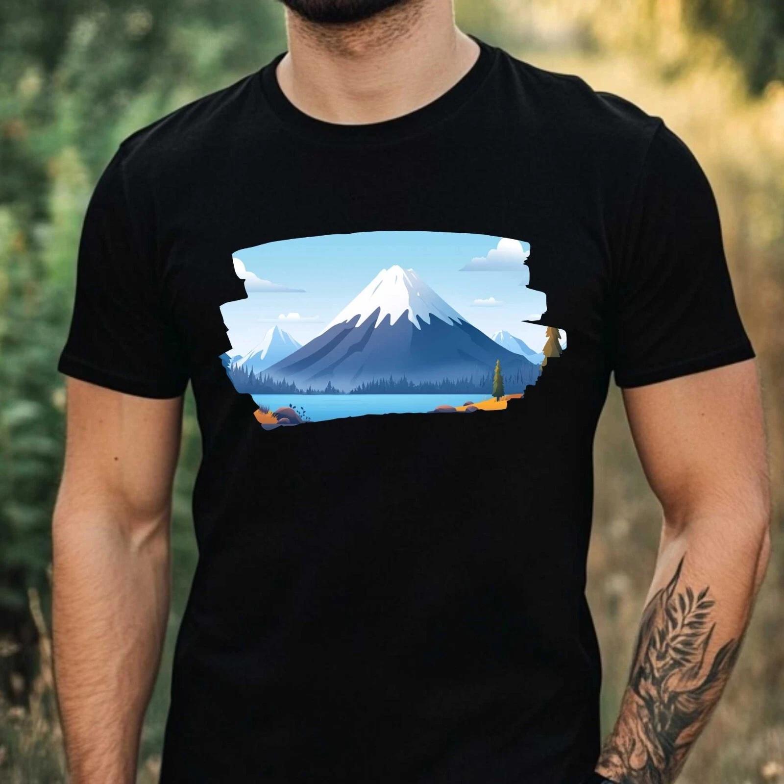 T-Shirt Herren Vulkan Landschaft Motiv Baumwolle Größe XS bis 5XL L