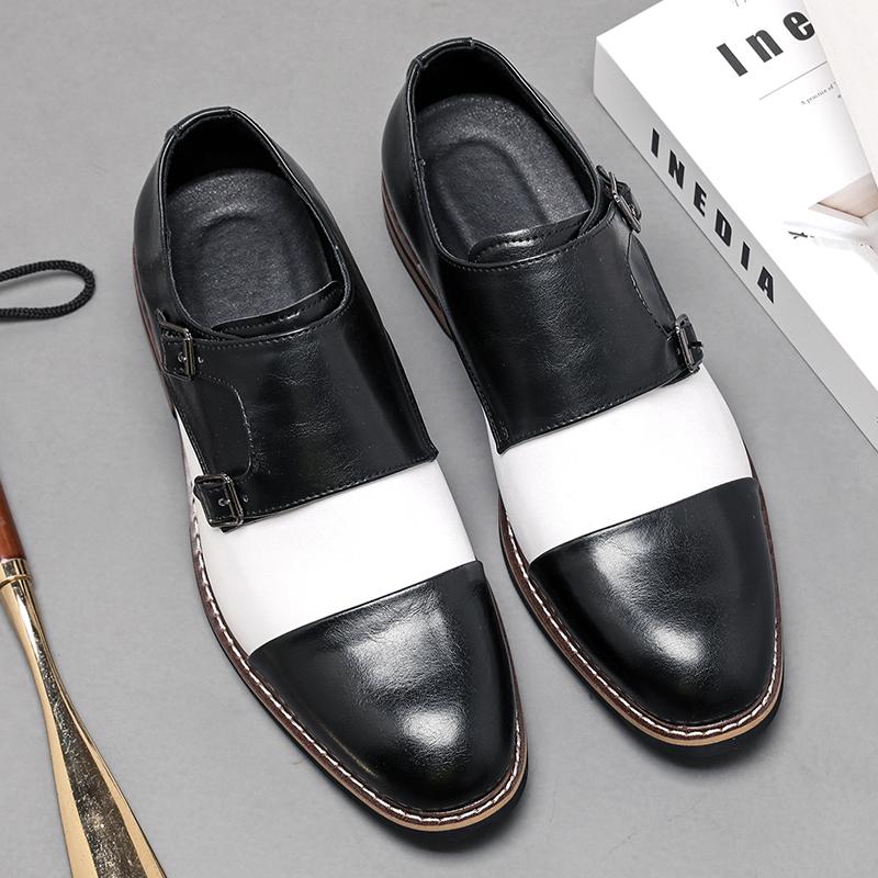 British Style Leather Mens Loafers Shoes Quality Handmade Wear-Resistant Leather Casual Shoes Fashion Color Block Casual Shoes