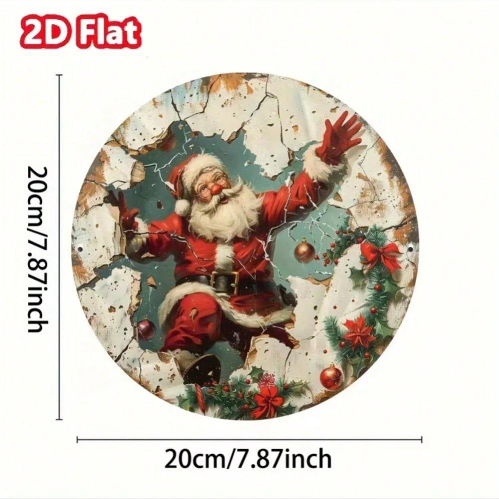 1 pièce Art Mural Métallique 3D Père Noël Vintage Décor de Fête Rustique Style Bohème pour Maison Bureau Cadeau