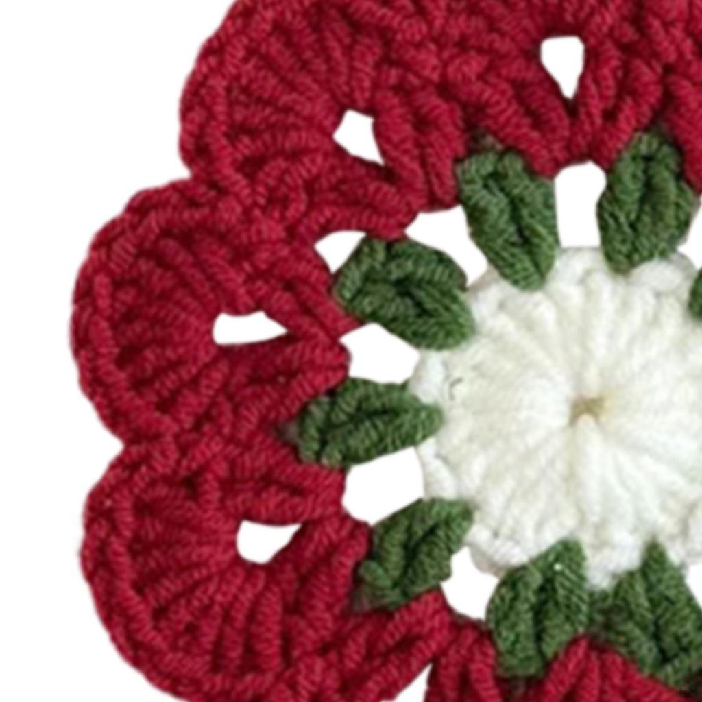 Crochet Coaster Coffee and Tea Flower Shape Round Woven Funny Gift Non Slip Decoration Cup