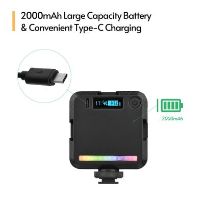 Tragbares Mini-RGB-LED-Videolicht, Umgebungslicht mit zweifarbiger Temperatur 2500 K – 9000 K, dimmbar