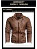 Herren Europäische & Amerikanische Slim Fit PU-Leder Motorradjacke mit Stehkragen und Plüschfutter
