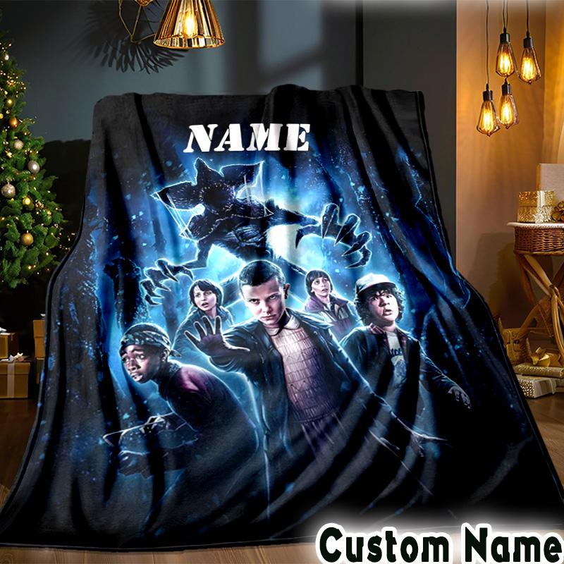 Custom Name Eleven Stranger Blanket Bedding Blanket Picnic Blanket for Women Men, Throw Blankets for Couch Bed, Christmas and Halloween gifts
