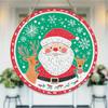 Santa Claus and Reindeer Pattern Round Wooden Hanging Plaque Festive Natural Wood Wall Sign Farmhouse Home Door Decor Holiday Party Ornaments