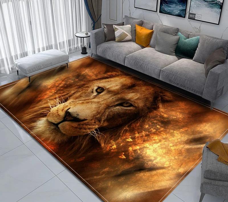 3D Animal Lion Printed Carpet Creative Door Floor Mat Soft Doormat Non-slip Floor Mat Living Room Rug Home Decoration Washable