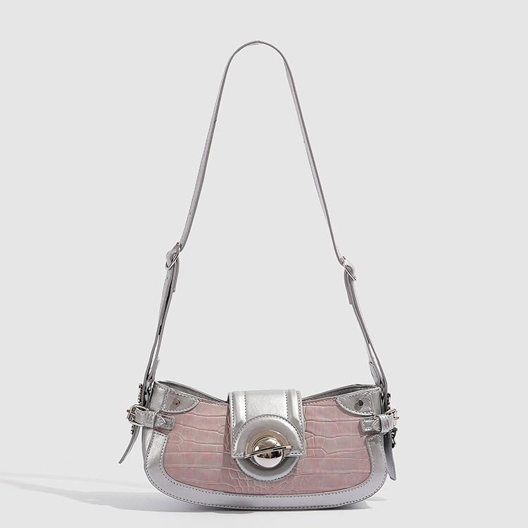 

Bag 2025 New Sweet and Cool Spice Girls Locomotive Bag Fashion Commuter Shoulder Underarm Bag Premium Texture Oblique Span Bag Tide серебряный