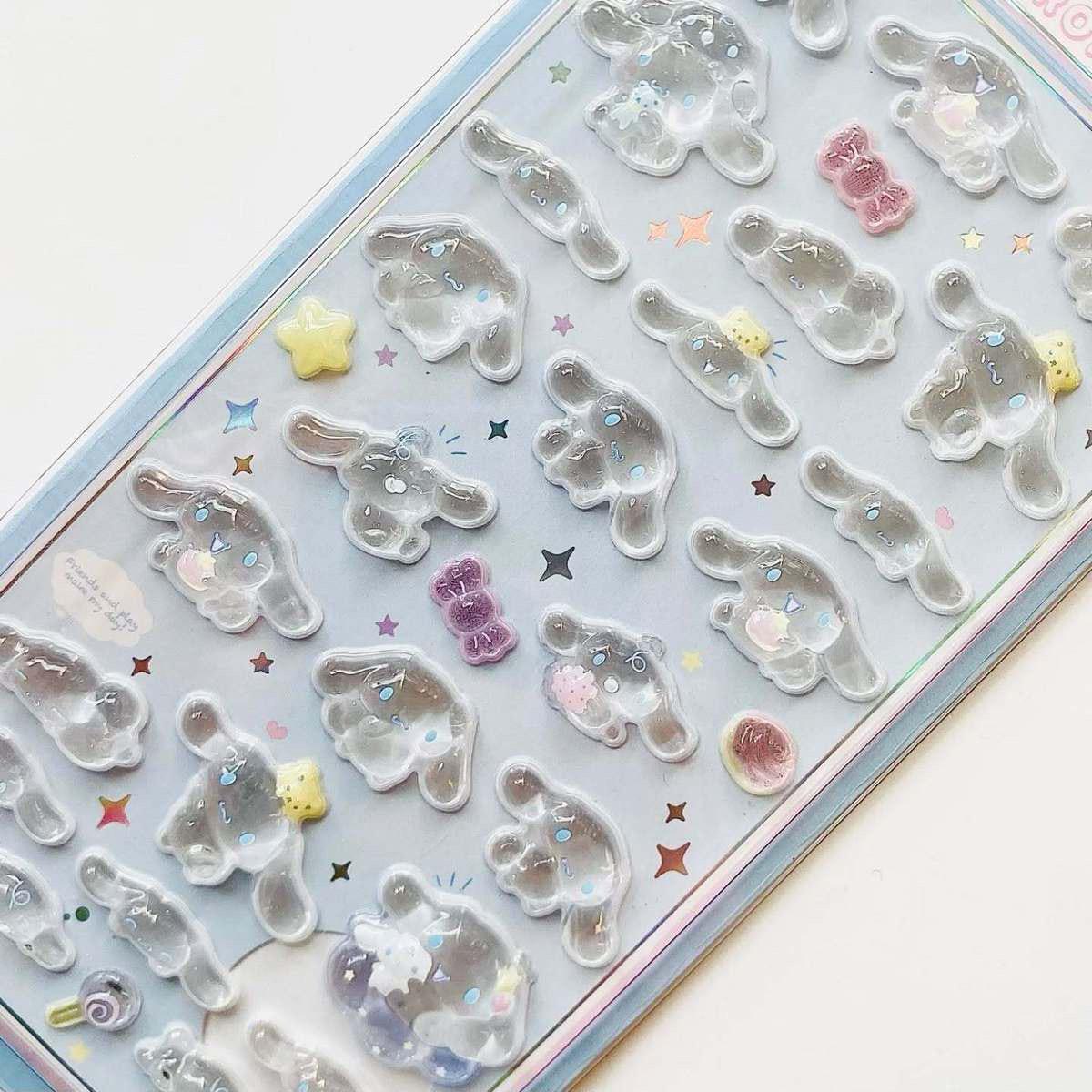 Popular Japanese-Style 3D Embossed Sanrio Melody & Kuromi Cartoon Animal Stickers for Kids 20 x 9.5 cm