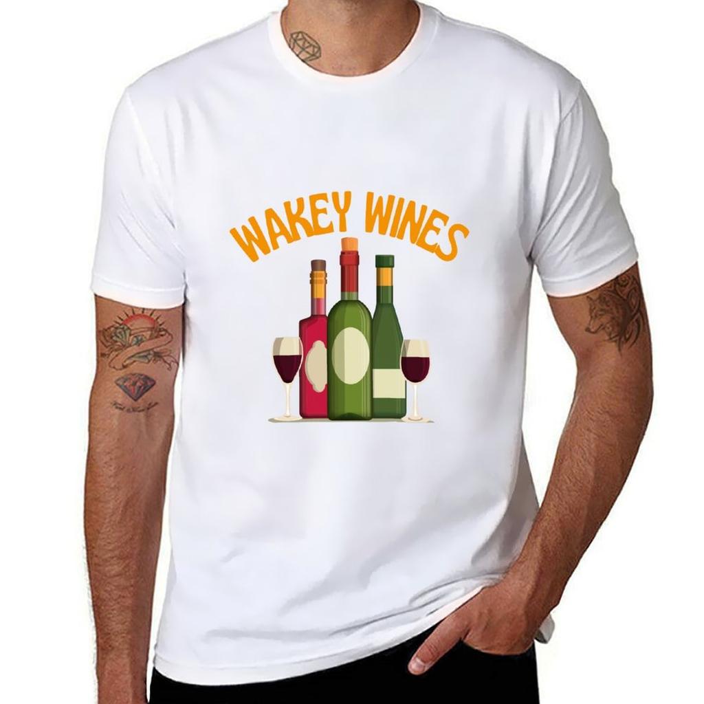 Wakey Wines Tshirt Simple Line Art Print Tee Tshirt