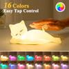 Flach liegende Katzenlampe Lustige Geschenke, 16 Farben+5 Dimmstufen+Silikon Zufällige Sachen, Touch+Fernbedienung+Wiederaufladbares Nachtlicht, Einzigartige Coole Lampe, Niedliche Seltsame Sachen,