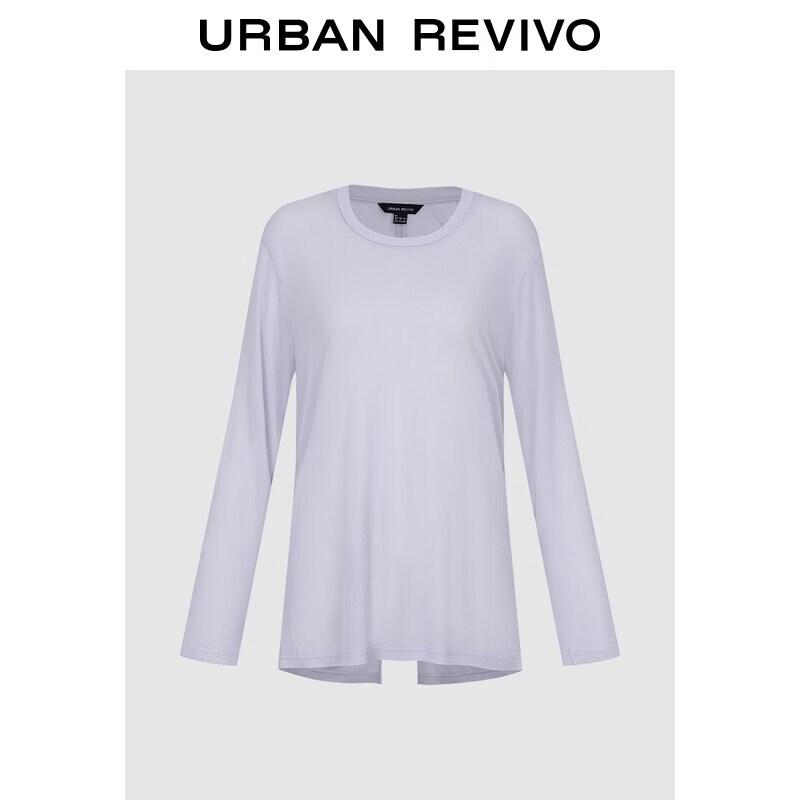 

UR2026 Women s Elegant Twist Knot Slit Round Neck Long Sleeve T-Shirt XL