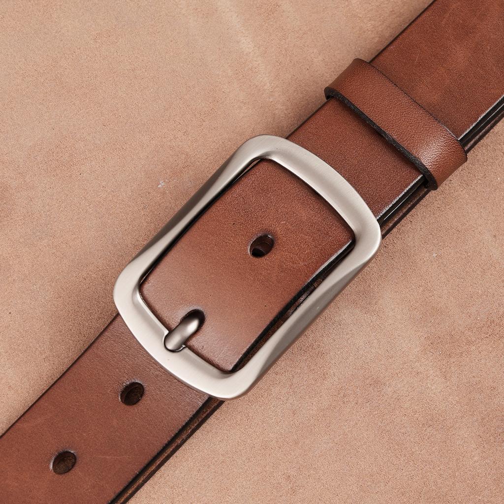 Belt First Layer Cowhide Genuine Leather Tree Paste Leather Pin Buckle Retro Belt Middle-Aged And Young Men'S Belt