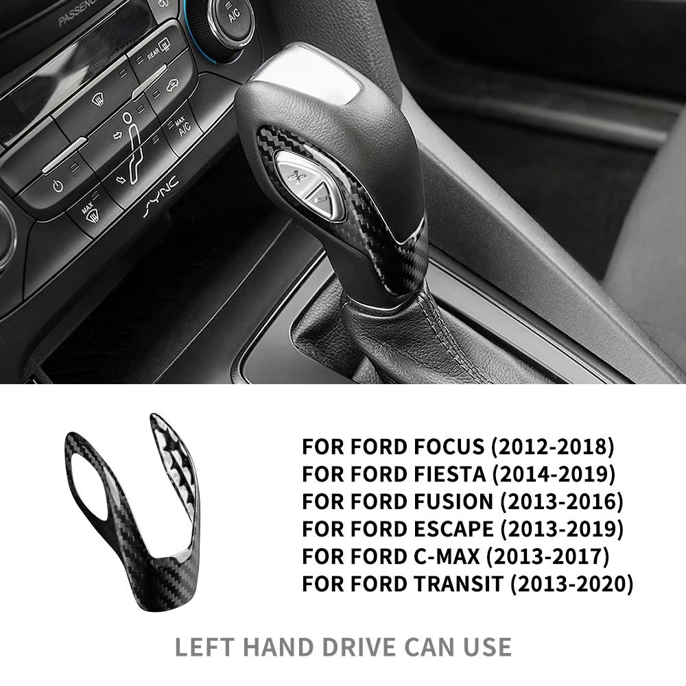 Real Hard Carbon Fiber For Ford Focus 2012-2018 For Fiesta Escape Transit 14-19 Fusion C-Max 2013-2016 LHD Car Gear Knob Cover