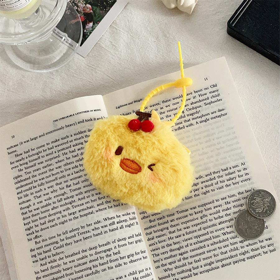 Cute Cartoon Plush Cherry Coin Purse: Small Animal Earphone Storage & Gift Bag Pendant