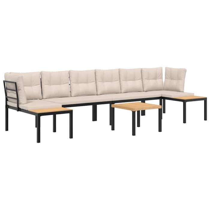 VidaXL Salon de jardin avec coussins 5 pcs noir acier enduit de poudre, ensemble de canapés de jardin, ensemble de canapés 3283663