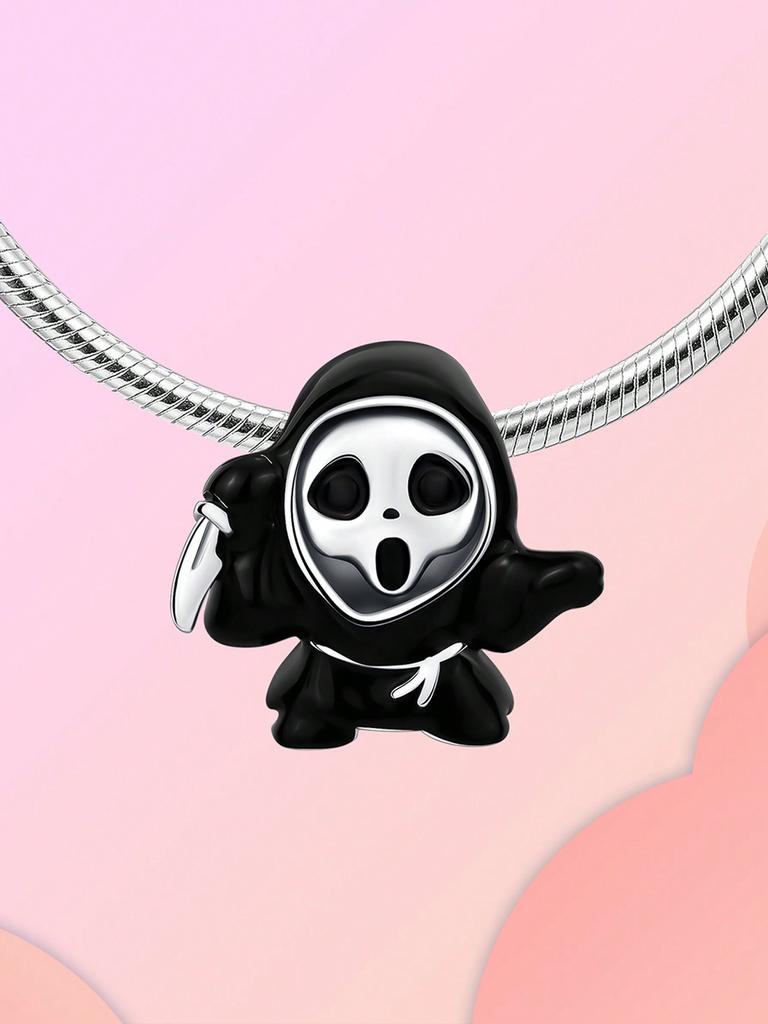 Charms Plata Copper Colors Halloween Skull Ghost Heartshaped Beads Pendant For Original Bracelet For Women Diy Jewelry Love Gift